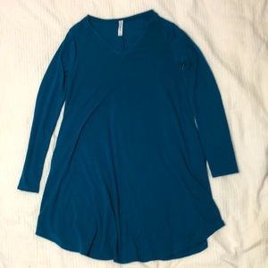 Teal dress knee length sz medium long sleeve comfy